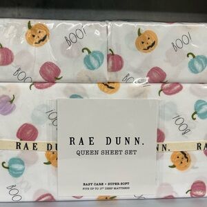 Rae Dunn Halloween Pumpkin Colorful Queen Size Sheet Set